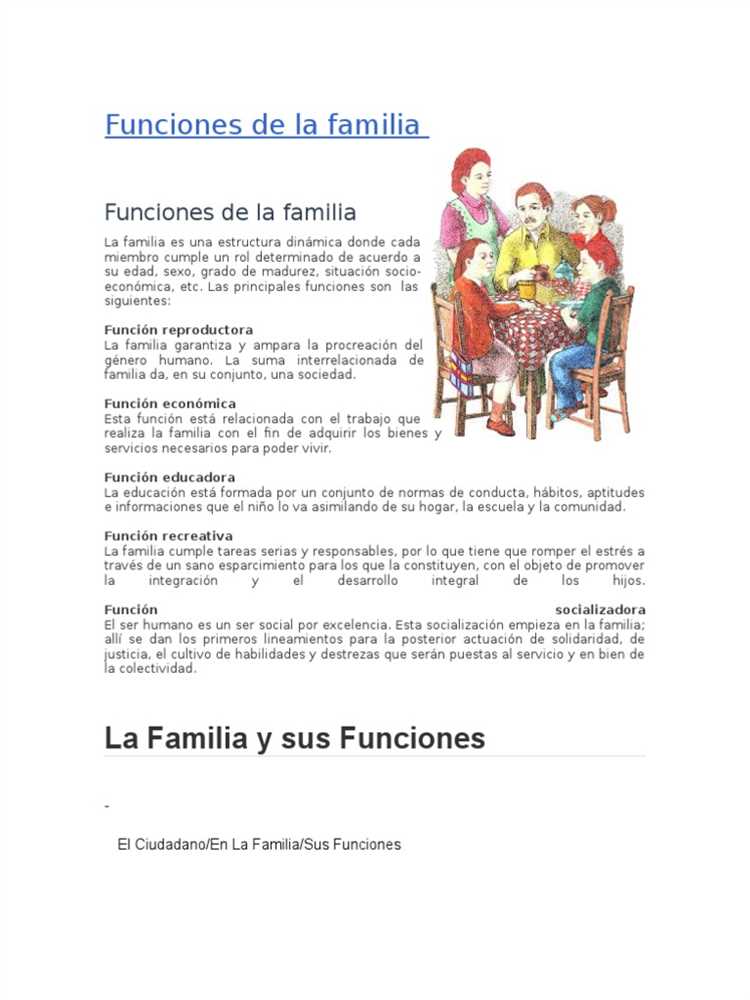 ¿Cuáles son las 5 funciones de la familia?